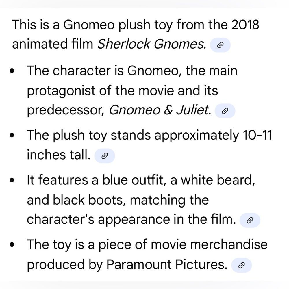 4/$20 Sherlock Gnomes Plush Toy Paramount Pictures 2018 Gnomeo & Juliet Plushie - Picture 7 of 7